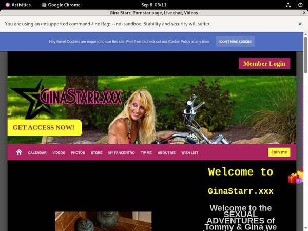 GinaStarr Login Information