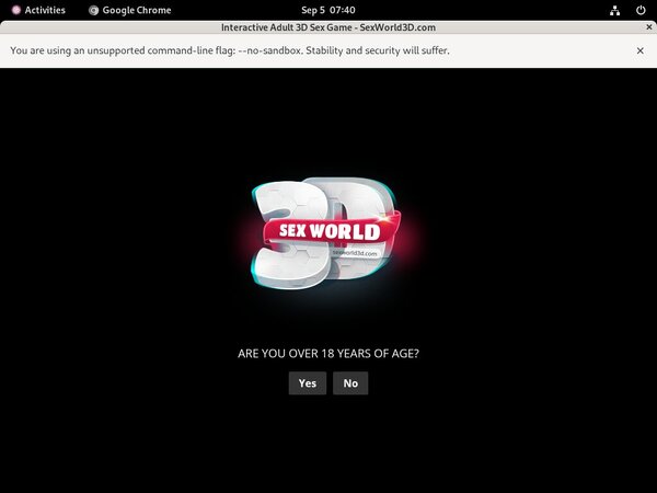 Sex World 3D Logon
